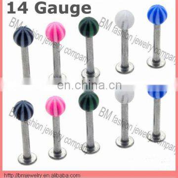 Watermelon shaped acrylic ball lip labret ring fashion body piercing jewelry