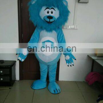 customise blue lion mascot costume long fur head lion costume