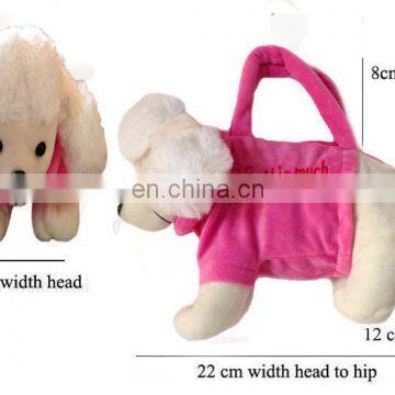 cute plush dog toys handbag for children CE testing