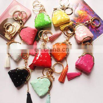 Color PU Creative Leather Small Wallet Keychain Bags Ornaments Tasseldecoration photo-2