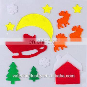 Removable Easily Peel off Jelly Gel Gem Glass Fridge Walmart Supply Santa Claus Christmas Window Sticker with Reindeer Design