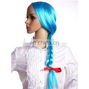 MCW-0388 Party Masquerade synthetic long women Hot straight blue one braid wig