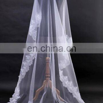 1T White Ivory Elegant Lace Edge Bridal wedding dress Wedding Veil Cathedral