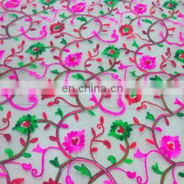 White embroidered fabric