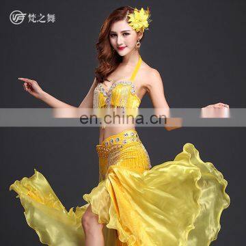 Newest oriental diamond beading tassel sexy belly dance costumes