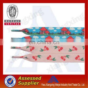 Polyester material high quality tubular custom printed shoelaces