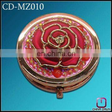 new business gift flower round jeweled compact cosmetic mirror CD-MZ010