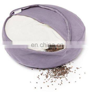 Round portable organic buckwheat meditation cushion