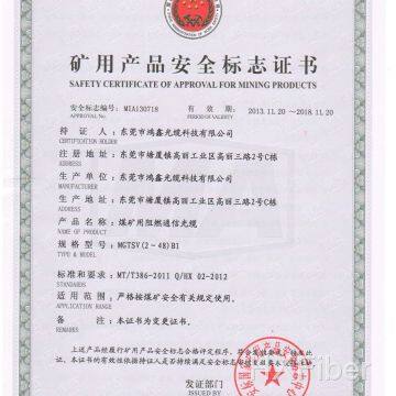 Safety certificate of approval for mining products