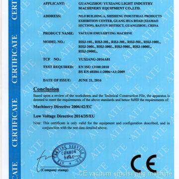 CE vacuum emulsifying machine