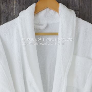 Terry 100% cotton bathrobe shawl collar white long hotel