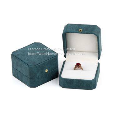 Romantic Sweet Luxury Small PU Velvet Engagement Octagonal Wedding Custom Jewelry Boxes Ring Box