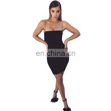 Hot Selling Summer New Solid Color Slim Knitted Camisole Women's Knee Length Dress