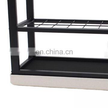 Customized Modern and Practical Metal Change Shoe Stool Shelves Storage Bench With Seating for Living Room photo-3