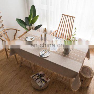 Embroidery Tassel Tablecloth Linen Tablecloth Table Cover for Kitchen Dining Room