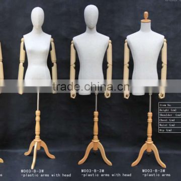 wholesale adjustable female/male mannequin upper body manikin with wooden base dummy mannequin M003- B-3W