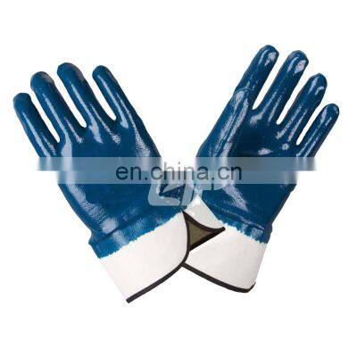 Oil Resistant Fully Coated Blue Nitrile Safety Work Gloves For Fuel Petro Chemical Work photo-5