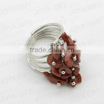 Red stone chip stone wrap rings