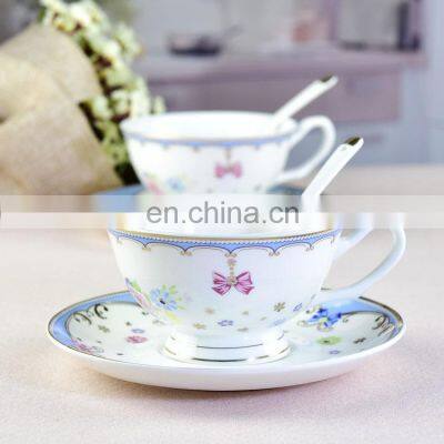 Wholesale bone china cup and saucer, ceramic tea and coffee cup set