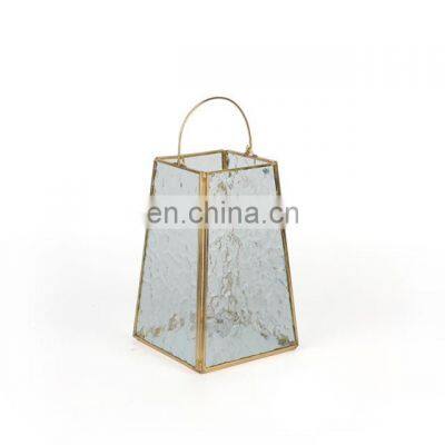 K&B modern wholesale new design high quality  clear glass square mini metal lantern