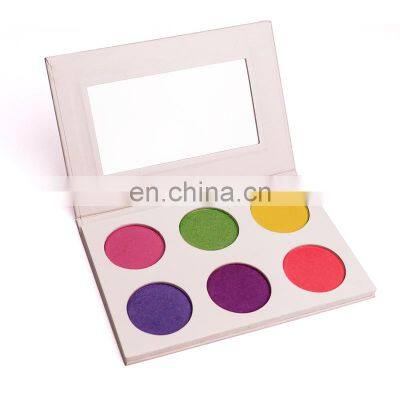 Hot selling 6  round pans empty eyeshadow blush palette for cosmetic packaging