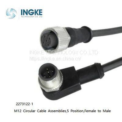 2273122-1,M12 Circular Cable Assemblies,5 Position,Female to Male,Unshielded,INGKE