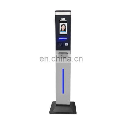 Access Control Attendancel Facial Face Recognition Hand Sanitizer QR Code Detection ID Card Scanner Four in One Device Kiosk