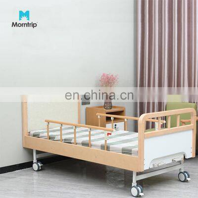 Low Price 2 Function Manual Elderly Safety Home Care Nursing Bed With Wooden Headboard