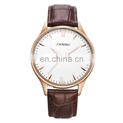 Sinobi Classic Watch For Man Calendar Function 316L Stainless Steel Case Genuine Leather Band Watches 1200G montre homme