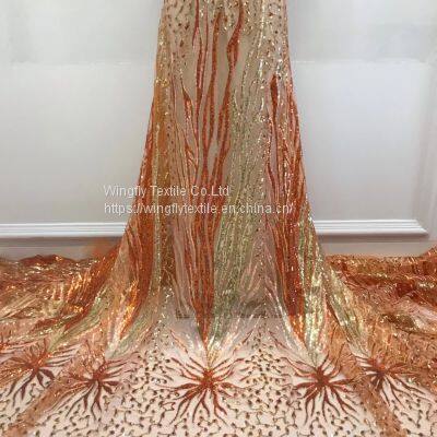 5yars Lot Luxury Sequin Lace Cloth Star Spots Evening Dress Fabric Gold Lace Embroidery Fabric For Wedding Dresses photo-4