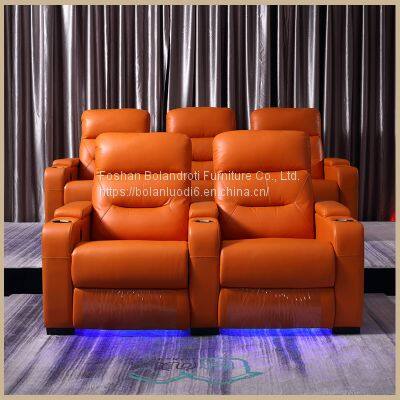 Villa Living Room Leather Electric Sofa Home Theater Electric Multi-functional Audio-visual Room Sofa Combination photo-4