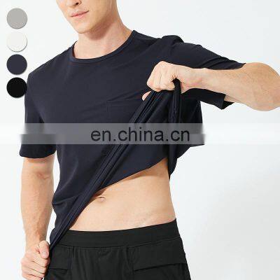 Wholesale Sublimation Men's Relaxed Fit Tee High Quality Plain Custom Logo Blank Short T Shirt For Men With Chest Pocket photo-3