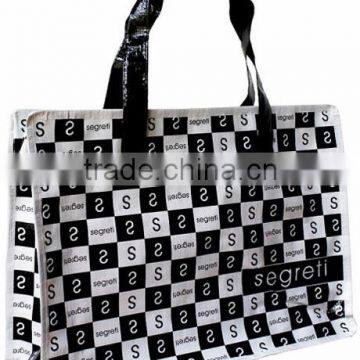 Recycle stripe design pp woven shopping bag