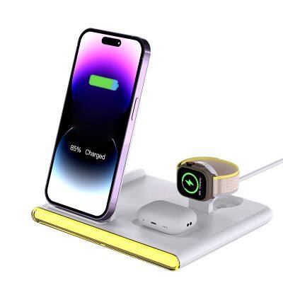 15W 3In1 Portable Fast Charging Dock Station Wireless Charger Holder 3 in 1 Cell Phone  Wireless Charger Stand