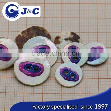 2015 cheap Dying, spraying, electroplate, laser, logo printing, Resin doming, Agoya shell button