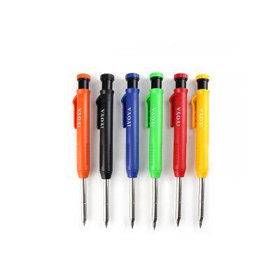 Long Nib Deep Hole Marker Pen and Black Refill Woodwork Mechanical Carpenter Woodworker Construction Pencil With Scale Markings