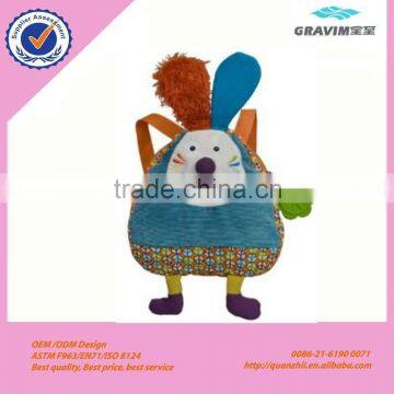 plush rabbitschool bag with kid