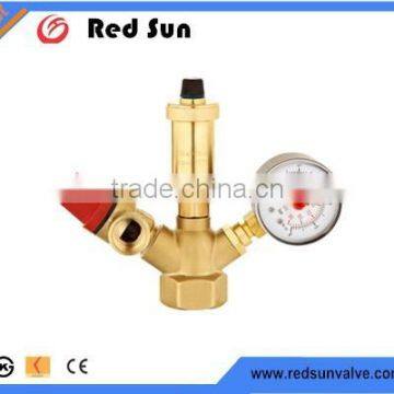 taizhou supplier HR6120 brass safety valve with pressure gauge