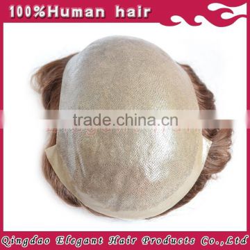 Top quality 100% remy human hair super thin skin toupee for men