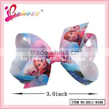 April New Arrival Frozen Hair Bow Alligator Clip,3 Inch Ribbon Bow Print Frozen Ribbon photo-3