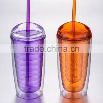BPA Free Acrylic Double Wall Tumblers With Straw New Plastic Cups FDA Standard