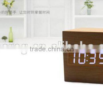 Quality Digital LED Alarm Clock Sound Control Wooden Despertador Desktop Clock USB/AAA Powered Temperature Display