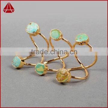 Turquoise Gold Turquoise Double Stone Wire Twisted Ring photo-3