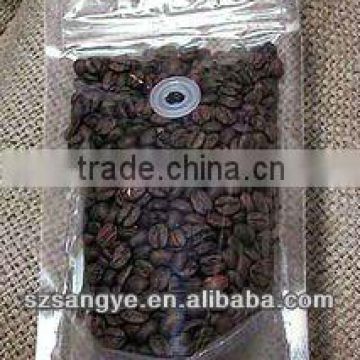 manufacturer clear stand up plastic coffee zipper bag with valve