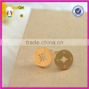 Mini compass shape personality 925 sterling silver earring