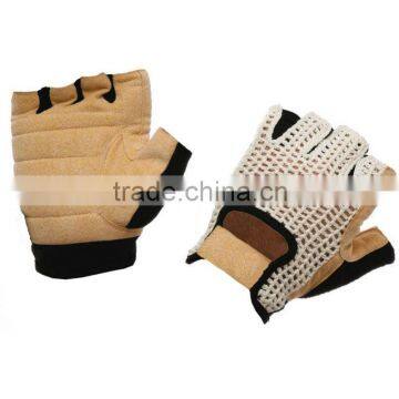 Cycle Bicycle Gloves, Leather Palm, Knitted Crochet Mesh Back