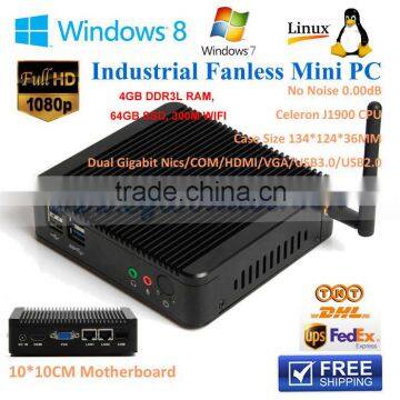 Fanless BayTrail Intel Celeron J1900 2.0GHz Quad Core MINI computer Sever Thin Client ITX Computer Dual lan Win7, Win8, Linux