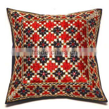 embroidered mirror work cushion covers