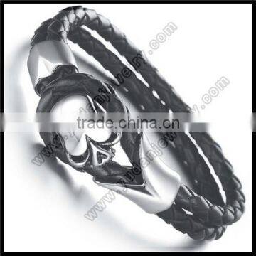 Stainless steel leather bracelet wholesale