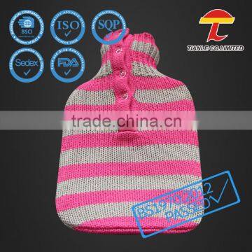 Cute pullover designk knitted cover with rubber hot water bottle